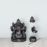 Ganesha Murti - 18 x 14 Inches | Black Stone Vinayakar Idol / Ganapathi Sculpture For Home Decor - Retail Maharaj