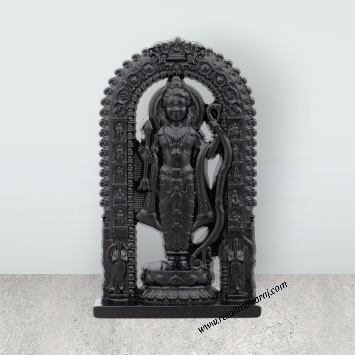 Ayodhya Rama Idol - 3 x 1.5 Inches | Black Ayodhya Ramar Statue for Pooja