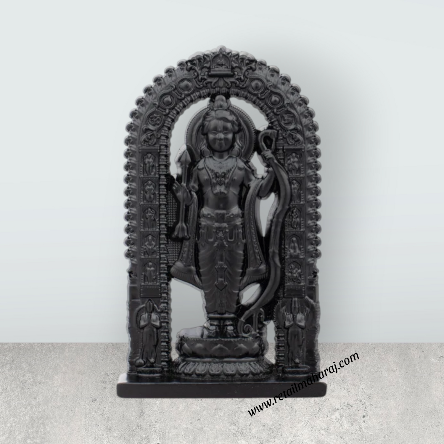 Ayodhya Rama Idol - 3 x 1.5 Inches | Black Ayodhya Ramar Statue for Pooja