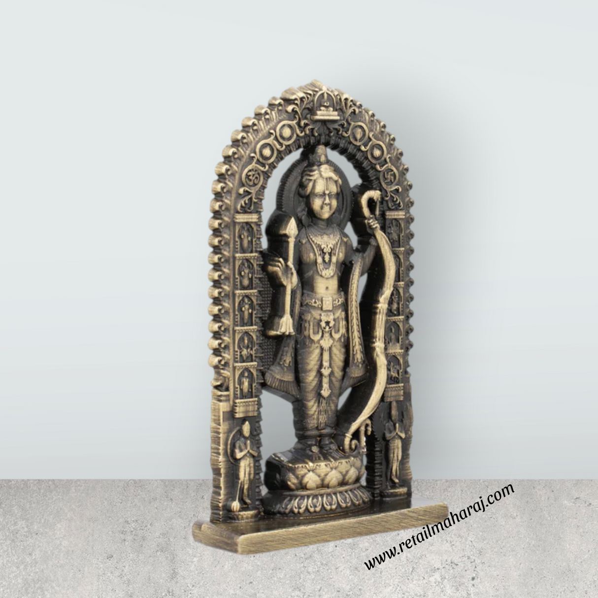 Ayodhya Rama Idol - 3 x 1.5 Inches | Zinc Statue/ Antique Polish Ayodhya Ramar Statue for Pooja - Retail Maharaj