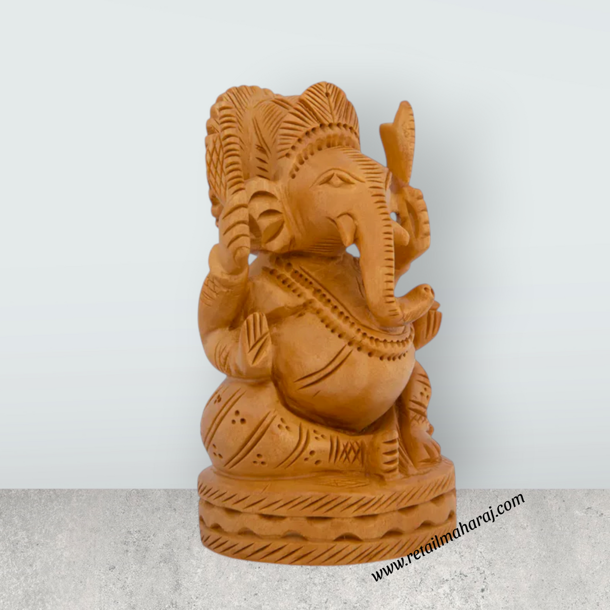Ganesh Murti - 4 x 2.5 Inches | Wooden Ganpati Murti/ Vinayaka Idol for Home - Retail Maharaj