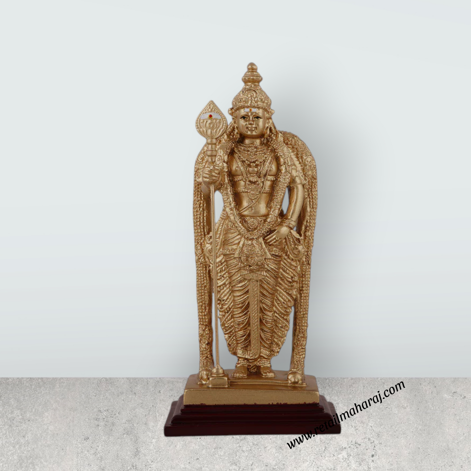 Murugan Statue - 6 x 3 Inches | Standing Murugan Idol/ Resin & Gold Polish Murugan Silai for Pooja - Retail Maharaj