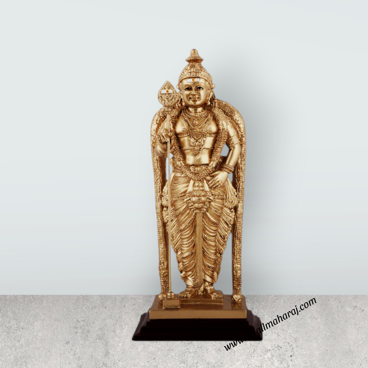 Murugan Statue - 10 x 4.5 Inches | Standing Murugan Idol/ Resin & Gold Polish Murugan Silai for Pooja - Retail Maharaj