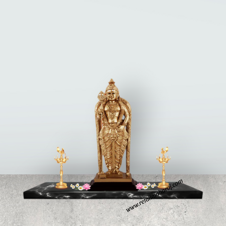 Murugan Statue - 10 x 4.5 Inches | Standing Murugan Idol/ Resin & Gold Polish Murugan Silai for Pooja - Retail Maharaj