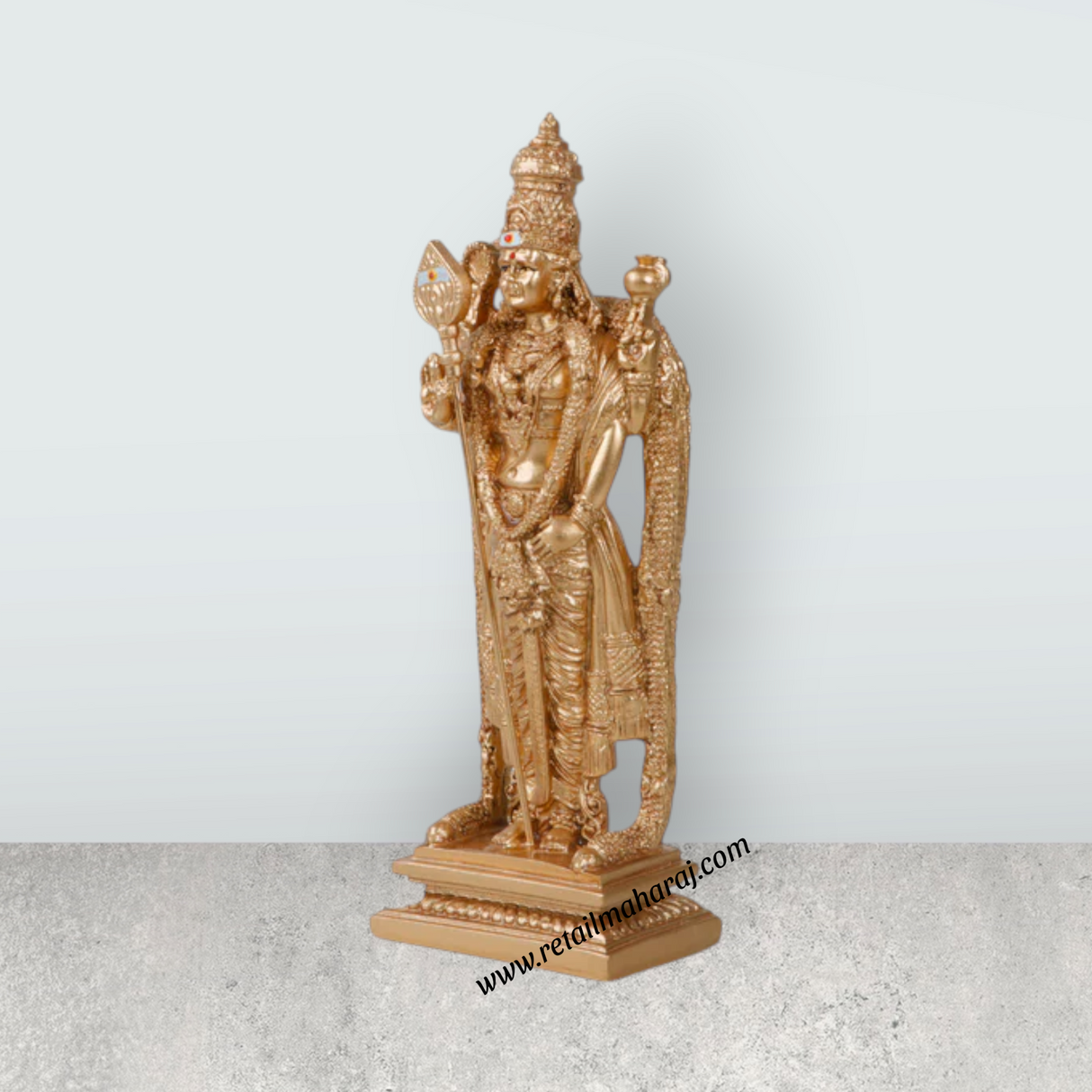 Siruvapuri Murugan Statue - 6 x 2.5 Inches | Standing Murugan Idol/ Gold Polish Murugan Silai for Pooja