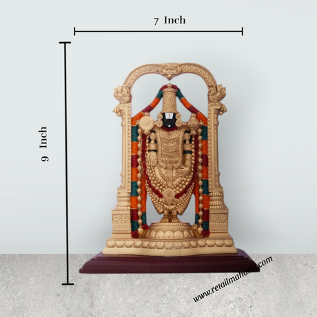Balaji Murti - 9 x 7 Inches | Tirupati Balaji Idol/ Resin Balaji Statue for Pooja/ Assorted Design - Retail Maharaj