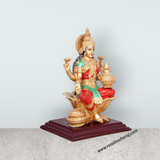 Mahalaxmi Murti - 7.5 x 5 Inches | Gold Polish Mahalakshmi Murti/ Resin Statue for Pooja - Retail Maharaj