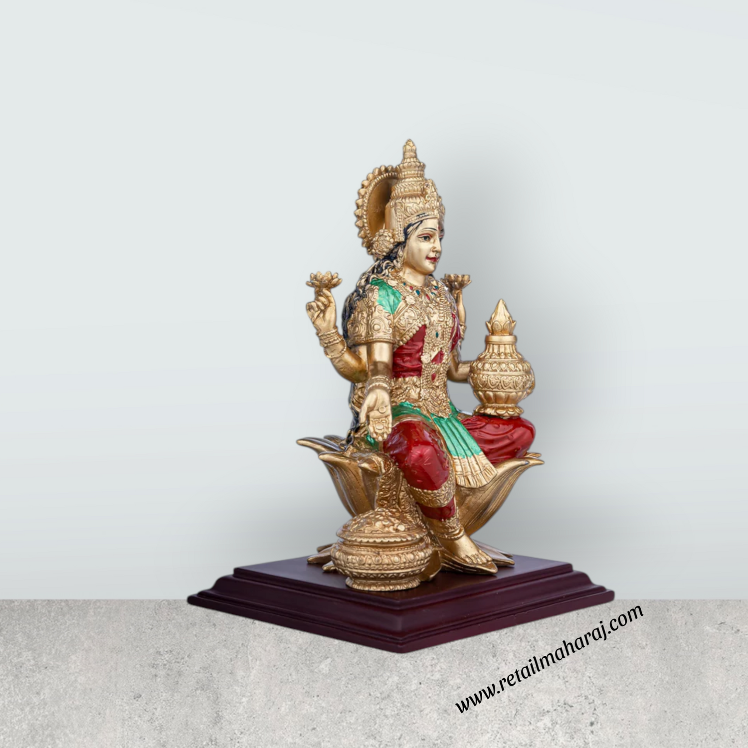 Lakshmi Idol - 8 x 5.5 Inches | Resin Statue/ Laxmi Idol/ Laxmi Murti for Pooja - Retail Maharaj