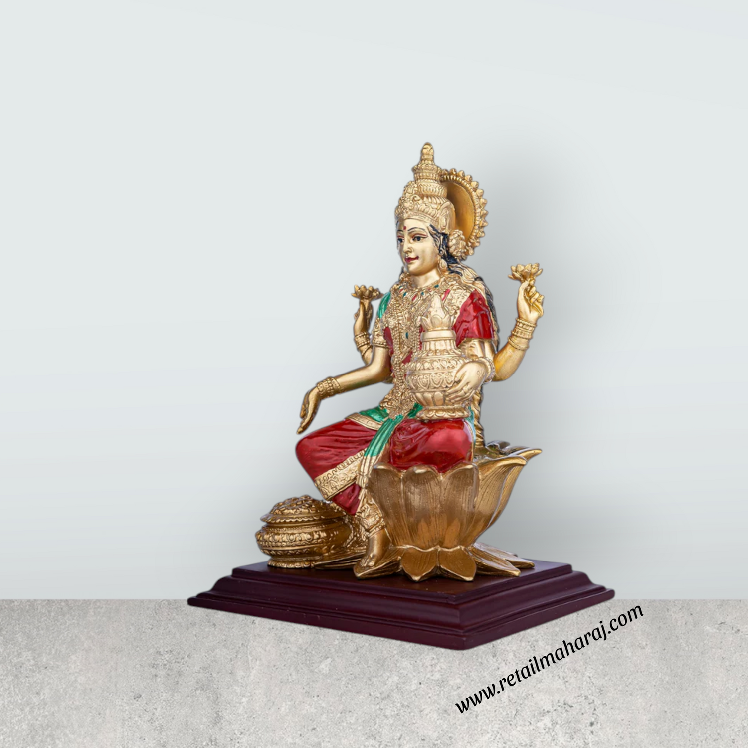 Lakshmi Idol - 8 x 5.5 Inches | Resin Statue/ Laxmi Idol/ Laxmi Murti for Pooja - Retail Maharaj