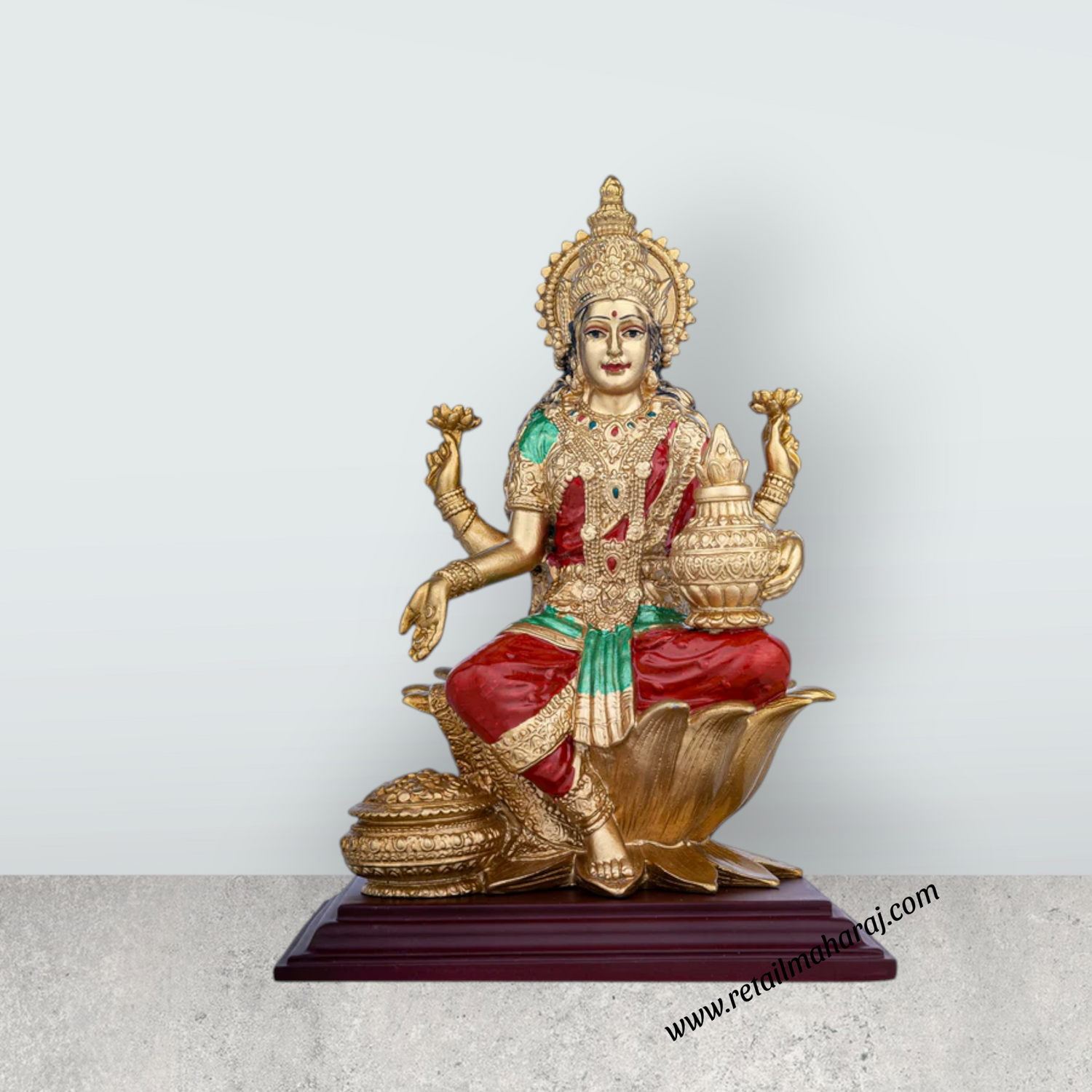 Lakshmi Idol - 8 x 5.5 Inches | Resin Statue/ Laxmi Idol/ Laxmi Murti for Pooja - Retail Maharaj