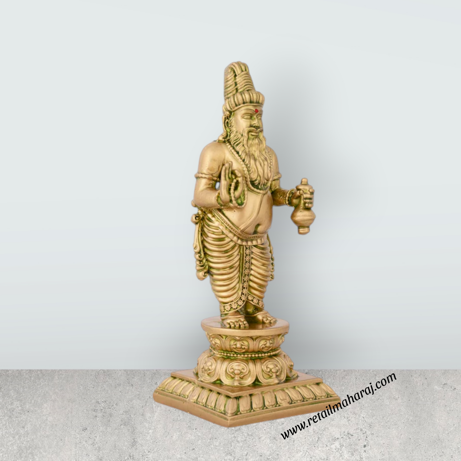 Agathiyar Statue Standing On Base - 6 x 2.25 Inches | Resin Statue/ Agathiyar Idol for Home Decor - Retail Maharaj