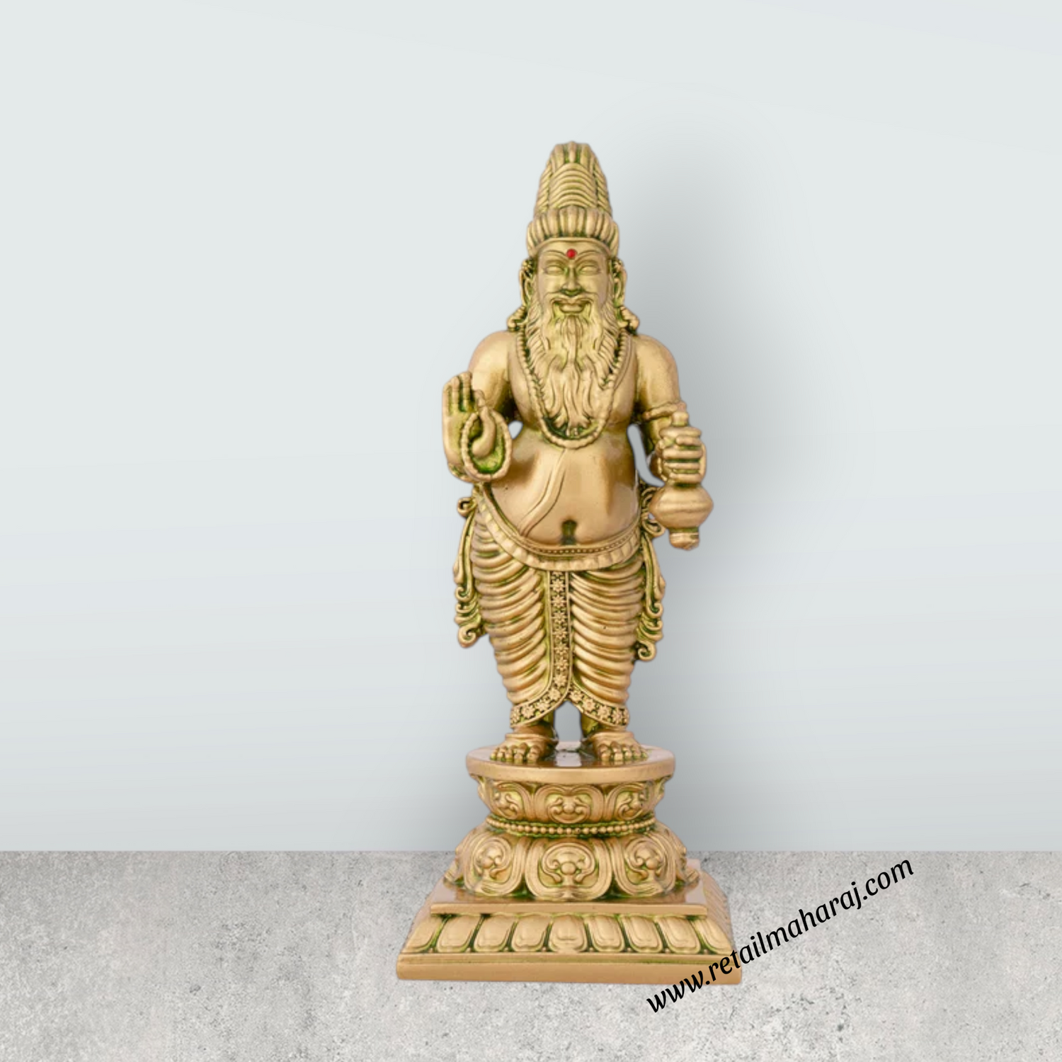 Agathiyar Statue Standing On Base - 6 x 2.25 Inches | Resin Statue/ Agathiyar Idol for Home Decor - Retail Maharaj