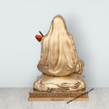 Adi Shankara Statue Sitting On Base - 6.5 x 4.5 Inches | Resin Statue / Gold Polish Shankaracharya Murti for Pooja - Retail Maharaj