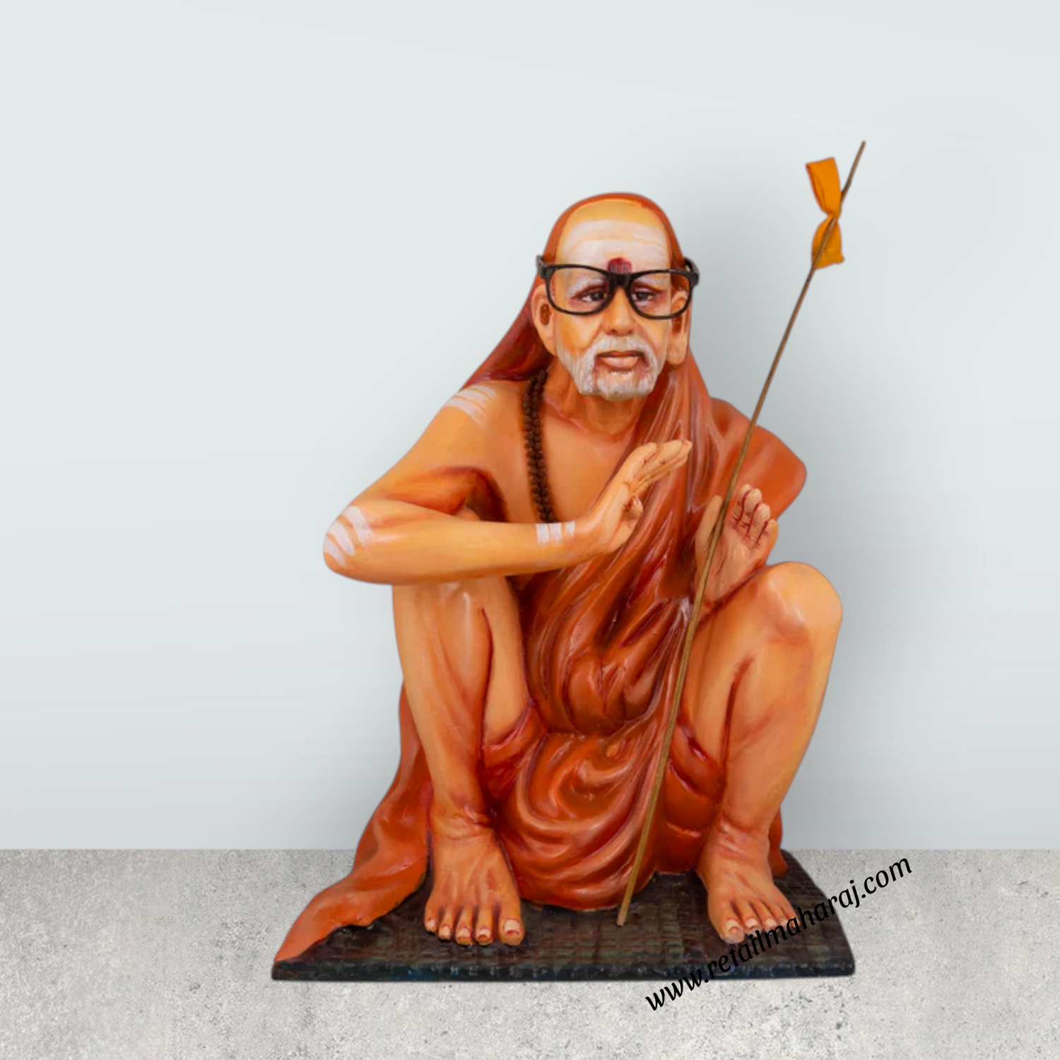 Kanchi Periyava Sitting on Base Murti - 22 x 17 Inches | Fibre Kanchi Periyava Idol / Periyava Statue For Décor