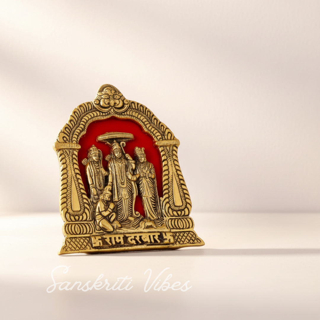 Metal Shri Ram Darbar Statue Murti Religious Idol for Wall Hanging and Table Top Office - Retail Maharaj