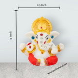 Ganesh Murti - 3 x 2.5 Inches | Resin Sitting Ganpati Murti for Pooja - Retail Maharaj