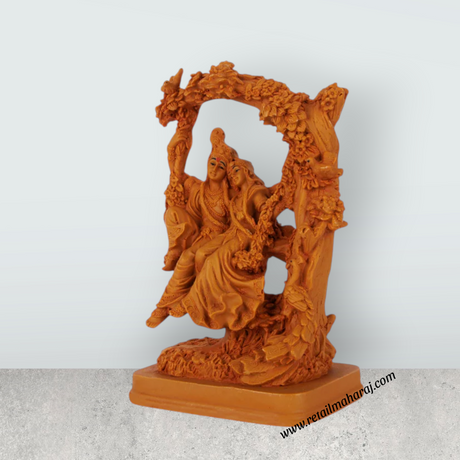 Radha Krishna Murti With Tree - 6.5 x 4 Inches | Resin Statue/ Wooden Polish Radha Krishna Idol for Pooja - Retail Maharaj