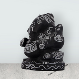 Ganesh Murti - 3 x 3 Inches | Black Stone Ganpati Murti/ Sitting Vinayaka Statue for Pooja - Retail Maharaj