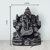 Ganesh Murti - 7 x 5 Inches | Black Stone Vinayaka Statue/ Sitting Ganesha Statue for Pooja - Retail Maharaj