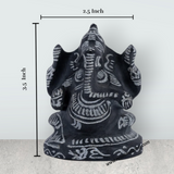 Ganesha Murti - 3.5 x 2.5 Inches | Black Stone Ganpati Murti/ Vinayaka Idol For Home Temple & Auspicious Decor - Retail Maharaj