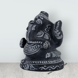 Ganesha Murti - 3.5 x 2.5 Inches | Black Stone Ganpati Murti/ Vinayaka Idol For Home Temple & Auspicious Decor - Retail Maharaj