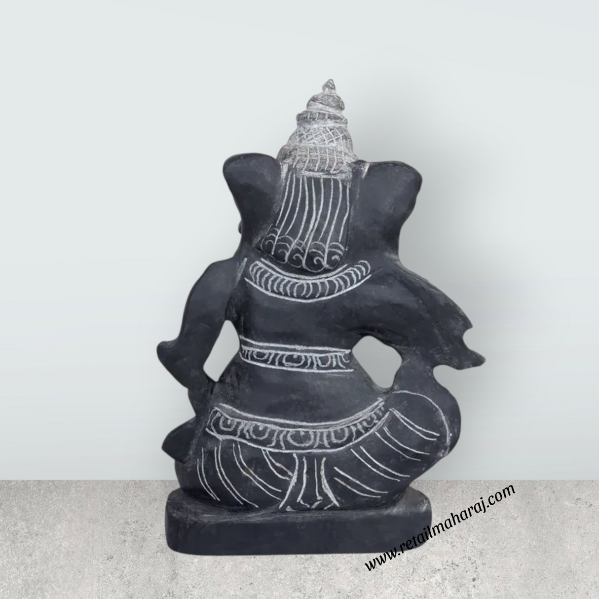 Ganesha Murti - 12 x 8.5 Inches | Black Stone / Ganapathi Statue/ Vinayagar Sculpture Decor for Home & Pooja - Retail Maharaj