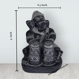 Ganesha Murti - 9 x 6.5 Inches | Black Stone Idol / Ganapathi Statue/ Vinayagar Sculpture Decor for Home & Pooja - Retail Maharaj