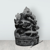 Ganesha Murti - 28 x 19 Inches | Black Stone Idol / Ganapathi Statue/ Vinayagar Sculpture Decor for Home & Pooja - Retail Maharaj