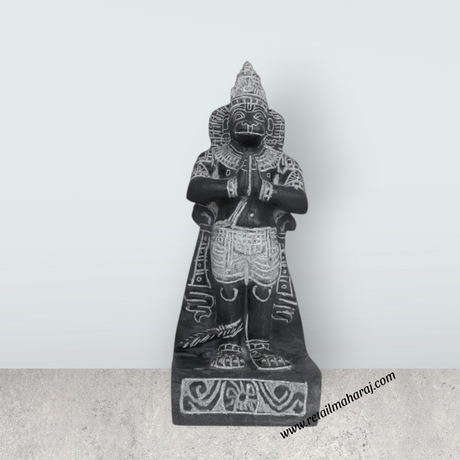 Perumal Sridevi Bhudevi Murti - 19.5 x 12 Inches | Black Stone Idol / Perumal with Sridevi Bhudevi Statue For Pooja - Retail Maharaj