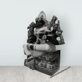 Varahi Amman Sitting on Base Murti - 30 x 24 Inches | Black Stone Idol/ Varahi Amman Idol With 8 Hands for Pooja - Retail Maharaj