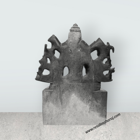 Varahi Amman Sitting on Base Murti - 30 x 24 Inches | Black Stone Idol/ Varahi Amman Idol With 8 Hands for Pooja - Retail Maharaj