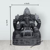 Ganesha Murti - 15 x 11 Inches | Black Stone Vinayakar Idol / Ganapathi Sculpture For Home Decor - Retail Maharaj