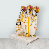 Ram Darbar Murti With Base - 8 x 6 Inches | Marble Dust Murti/ Ram Darbar Idol for Pooja - Retail Maharaj