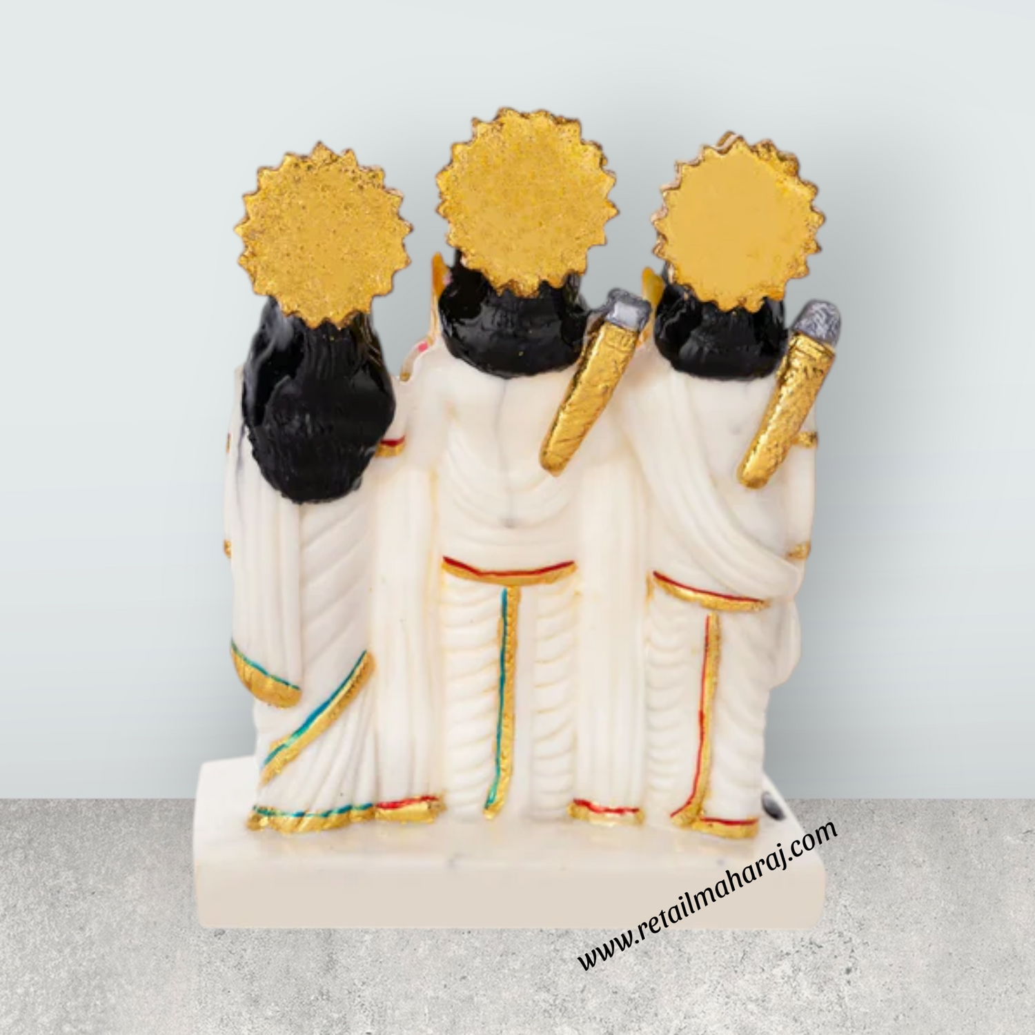 Ram Darbar Murti With Base - 8 x 6 Inches | Marble Dust Murti/ Ram Darbar Idol for Pooja - Retail Maharaj