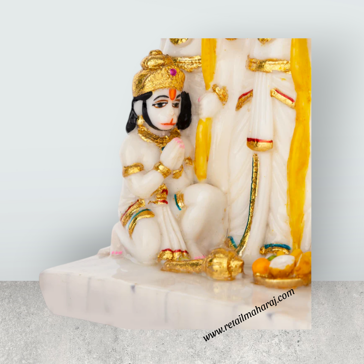 Ram Darbar Murti With Base - 8 x 6 Inches | Marble Dust Murti/ Ram Darbar Idol for Pooja - Retail Maharaj