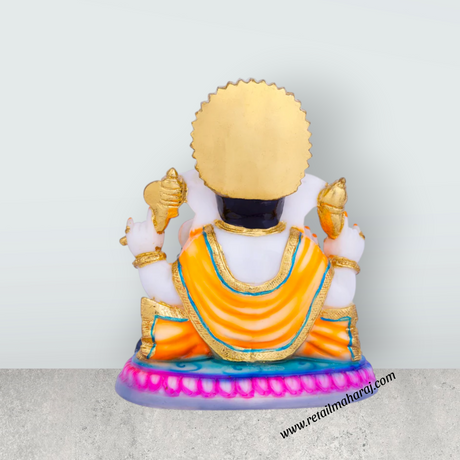Ganesh Murti - 7.5 x 6.5 Inches | Marble Dust Murti / Ganpati Murti / Vinayaka Idol For Pooja Room - Retail Maharaj