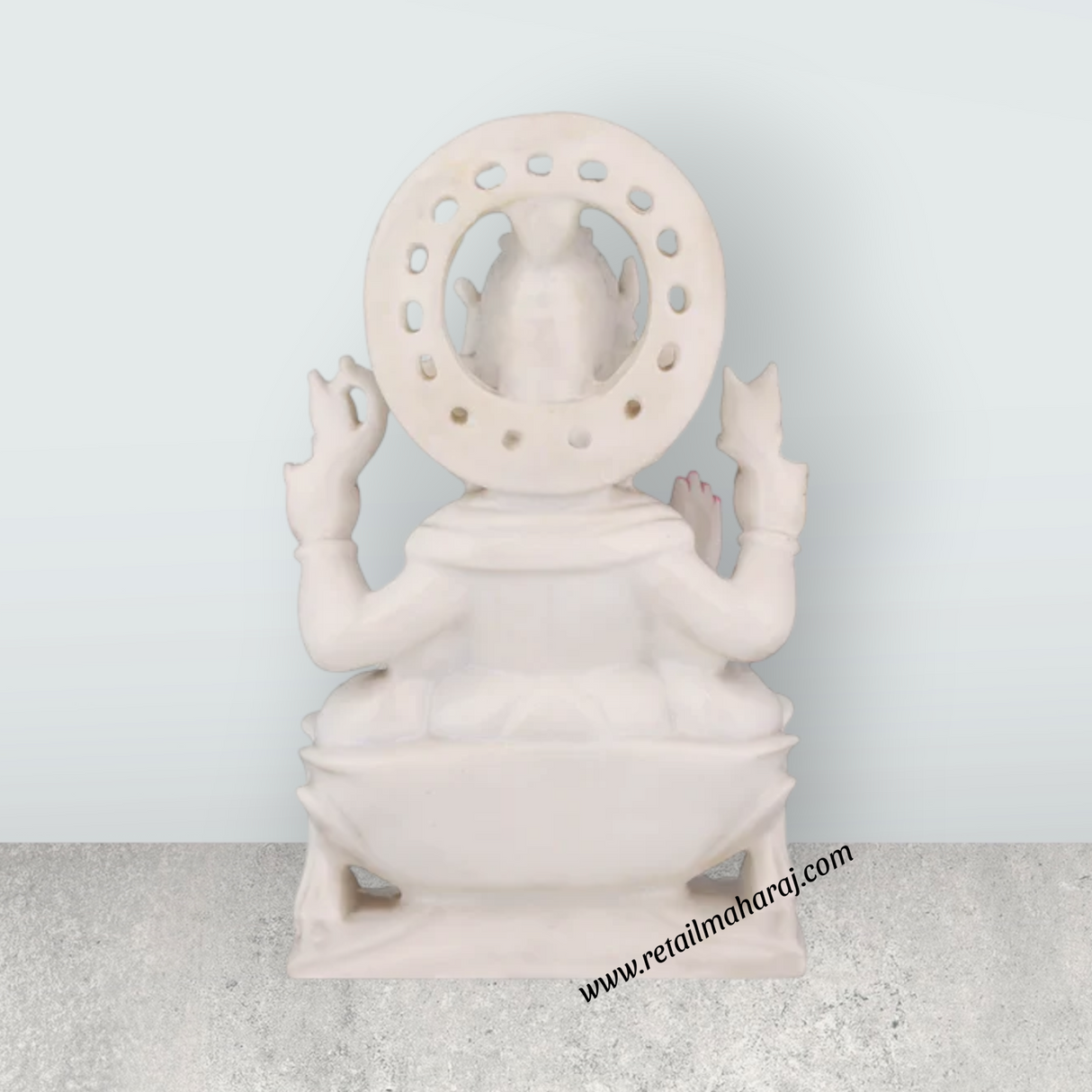 Ganesha Sitting On Base Murti - 9 x 7 Inches | Marble Idol / Vinayakar Statue For Home Pooja Décor