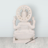 Ganesha Sitting On Base Murti - 9 x 7 Inches | Marble Idol / Vinayakar Statue For Home Pooja Décor