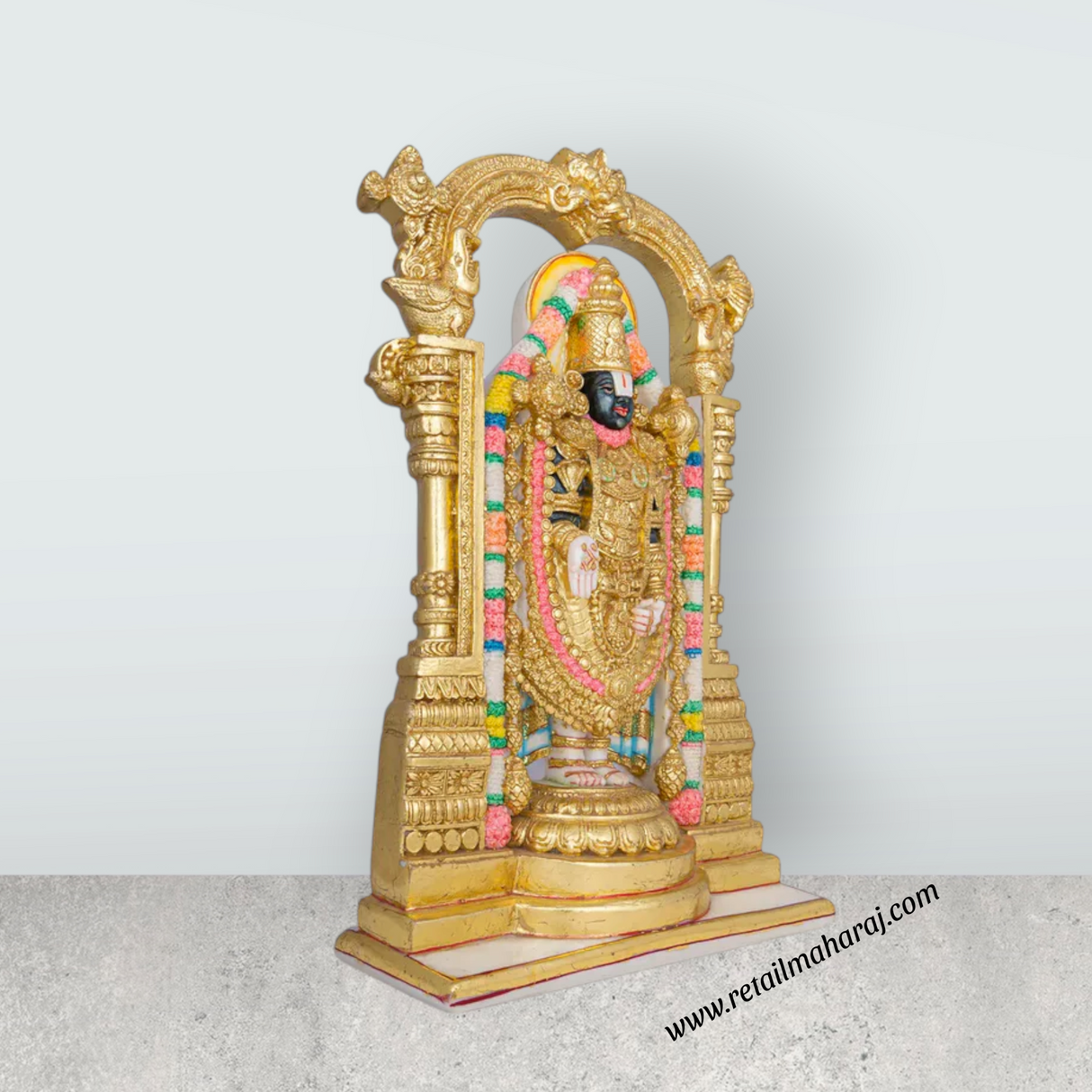 Tirupati Balaji Murti - 15 x 9 Inches | Marble Idol / Tirupathi Balaji Statue / Tirupati Balaji Idol for Pooja - Retail Maharaj