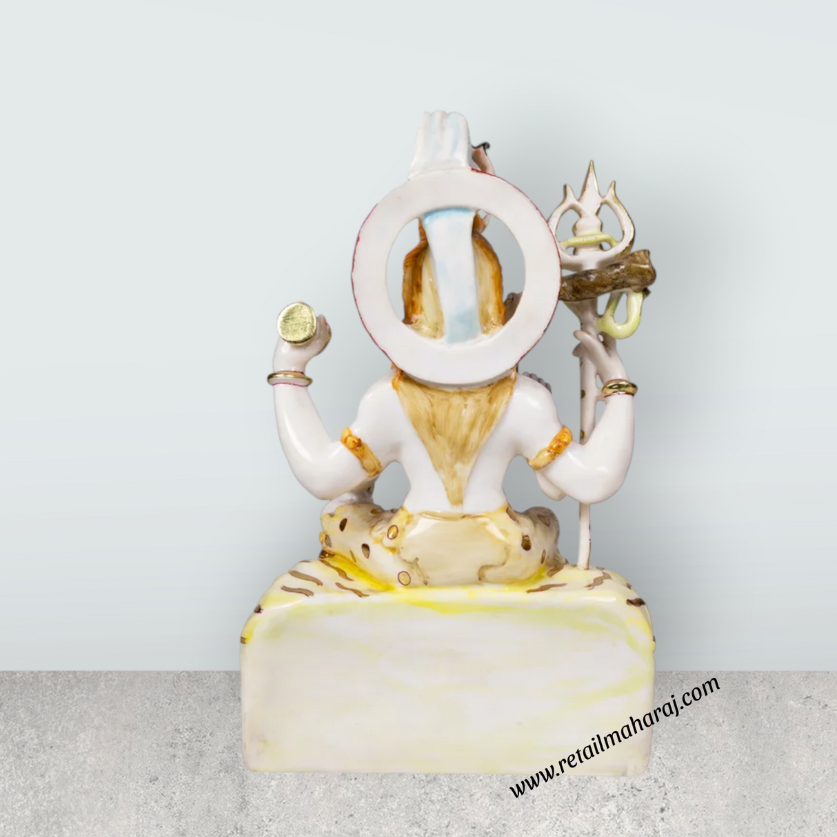 Shivan Sitting on base Murti - 18 x 10.5 Inches | Marble Idol/ Shiva Lingam Statue / Shivling For Pooja - Retail Maharaj