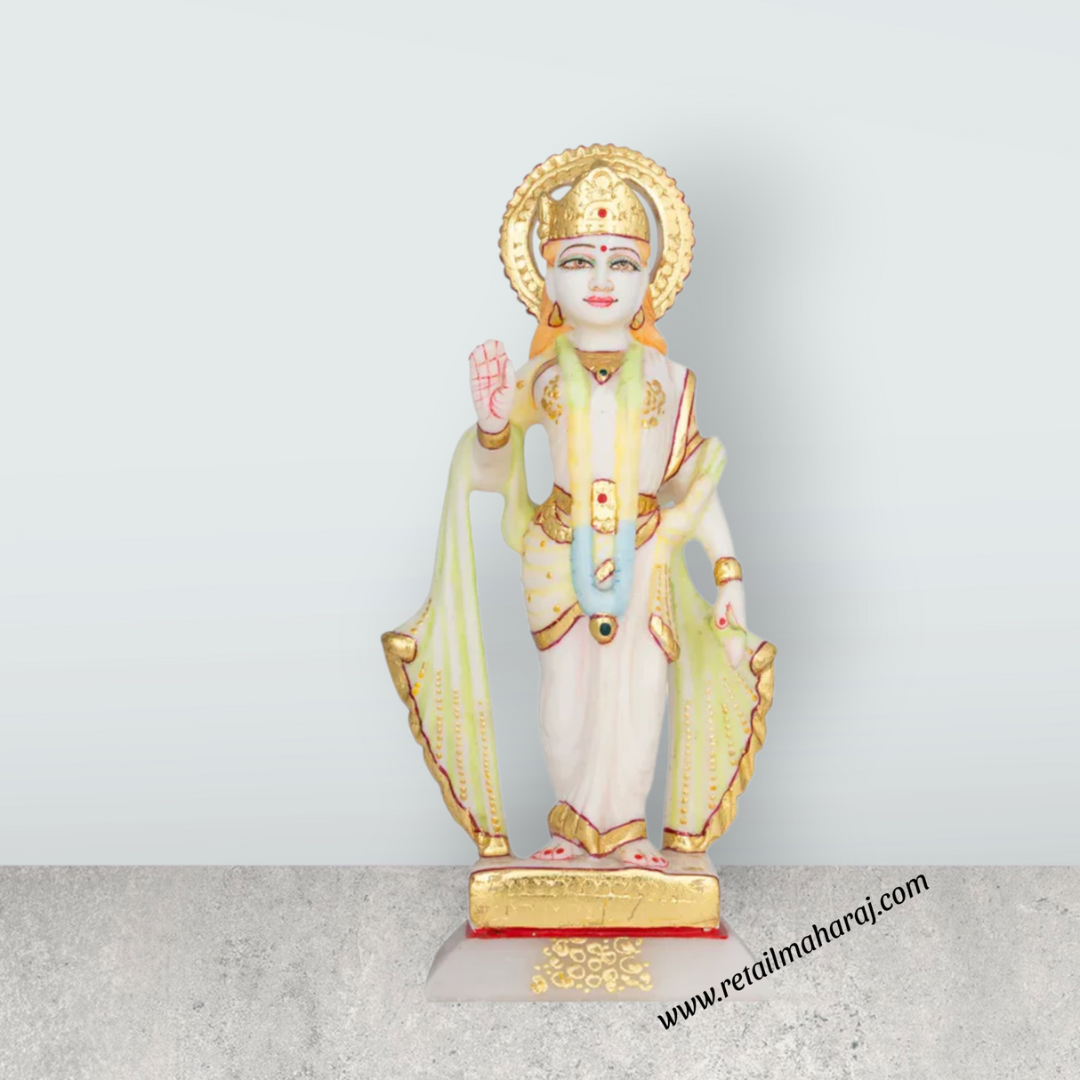 Ram Darbar Murti Set - 9 x 3.5 Inches | Marble Statue / Sita Ram Laxman Hanuman / Ram Darbar Idol for Pooja - Retail Maharaj