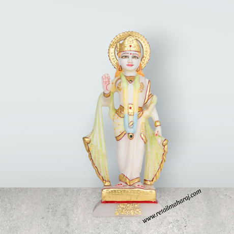 Ram Darbar Murti Set - 9 x 3.5 Inches | Marble Statue / Sita Ram Laxman Hanuman / Ram Darbar Idol for Pooja - Retail Maharaj