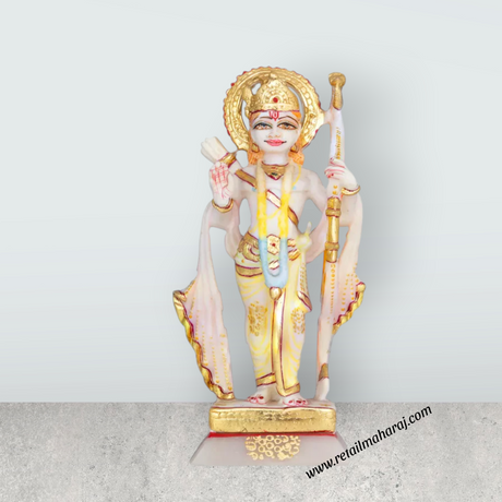 Ram Darbar Murti Set - 9 x 3.5 Inches | Marble Statue / Sita Ram Laxman Hanuman / Ram Darbar Idol for Pooja - Retail Maharaj