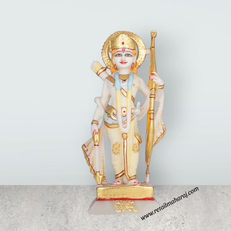Ram Darbar Murti Set - 9 x 3.5 Inches | Marble Statue / Sita Ram Laxman Hanuman / Ram Darbar Idol for Pooja - Retail Maharaj