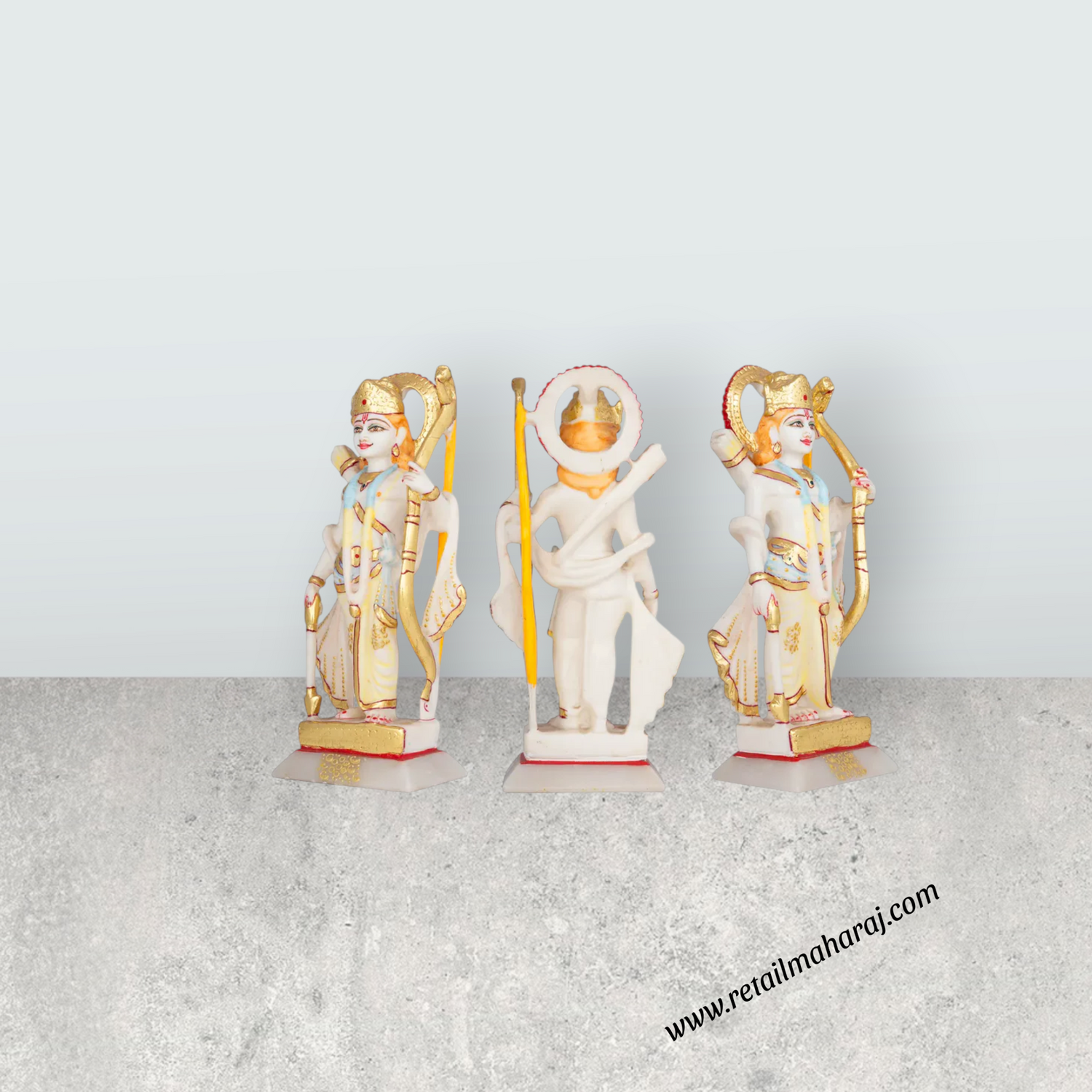 Ram Darbar Murti Set - 9 x 3.5 Inches | Marble Statue / Sita Ram Laxman Hanuman / Ram Darbar Idol for Pooja - Retail Maharaj