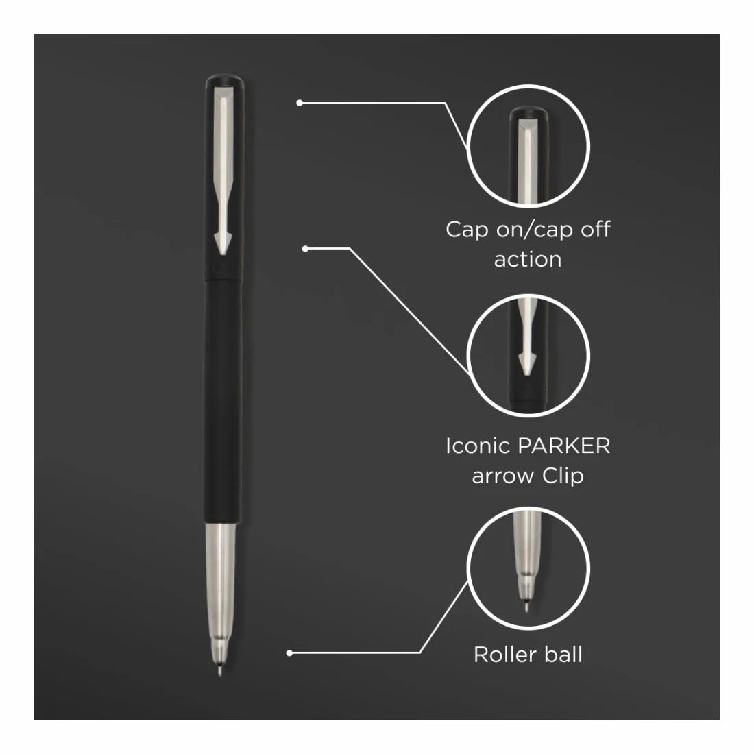 PARKER VECTOR BALL PEN MATTE BLACK | BLUE INK