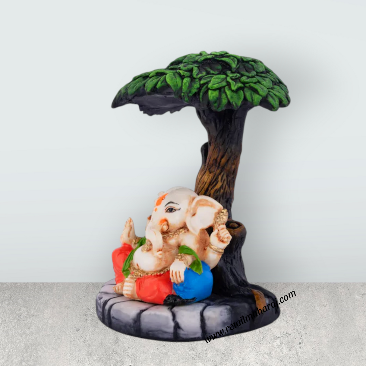 Tree Ganesha Murti - 5.5 x 3.5 Inches | Resin Ganesh Idol / Vinayagar Statue For Home & Office Decor - Retail Maharaj