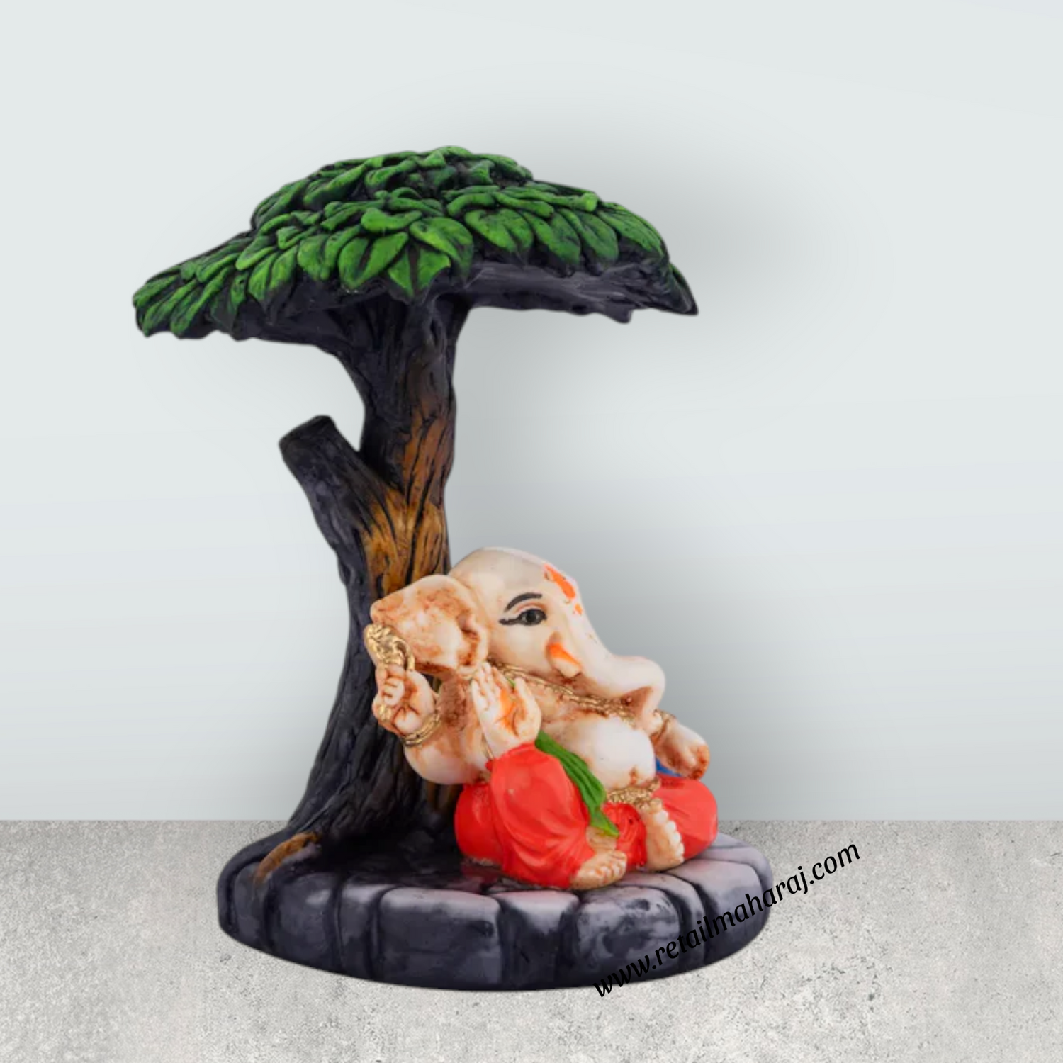 Tree Ganesha Murti - 5.5 x 3.5 Inches | Resin Ganesh Idol / Vinayagar Statue For Home & Office Decor - Retail Maharaj