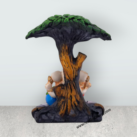 Tree Ganesha Murti - 5.5 x 3.5 Inches | Resin Ganesh Idol / Vinayagar Statue For Home & Office Decor - Retail Maharaj