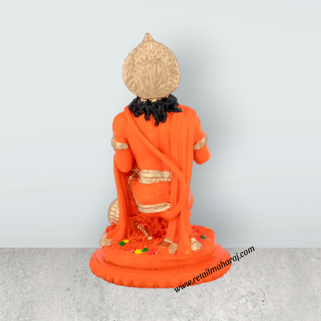 Anjaneya Statue - 7.25 x 5 Inches | Fibre Statue / Hanuman Sitting Statue / Hanuman Murti for Pooja - Retail Maharaj